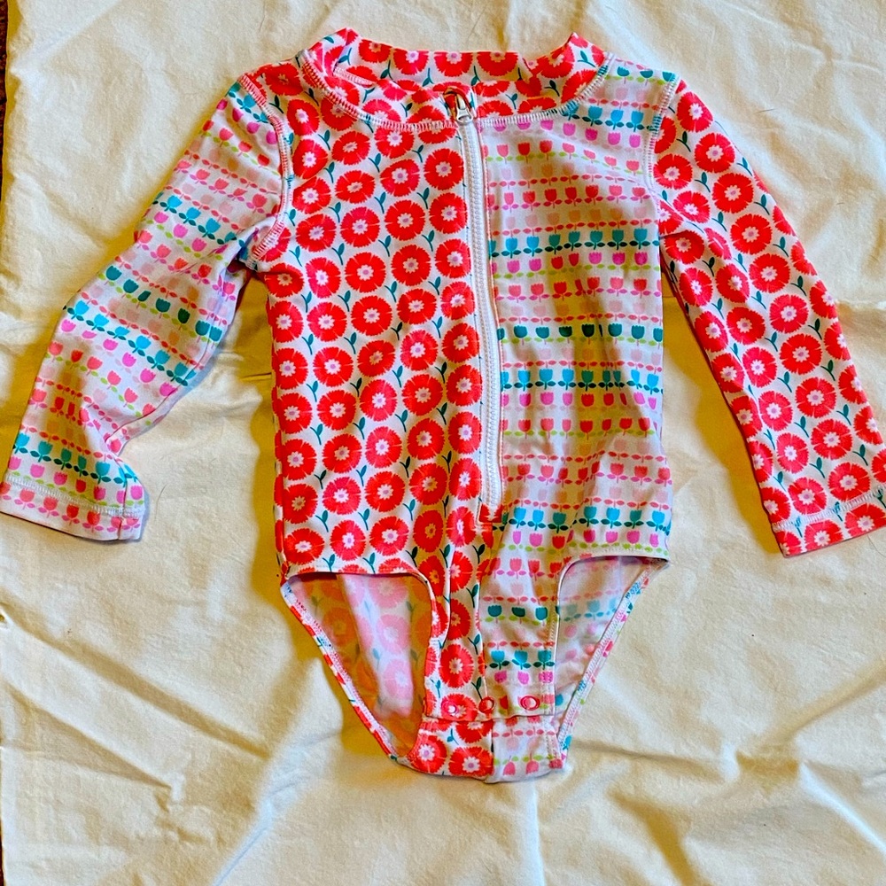 12 month Tommy Bahama one piece rash guard swim suit.